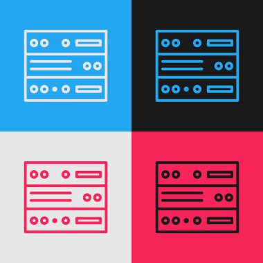 Pop sanat hattı sunucusu, Data, Web sunucu simgesi renk arkaplanında izole edildi. Vektör İllüstrasyonu
