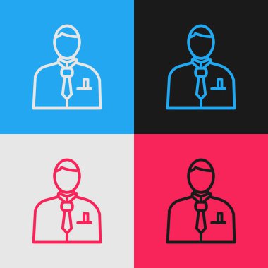 Pop sanat serisi iş adamı ya da borsa simgesi renkli arka planda izole edilmiş. Vektör İllüstrasyonu