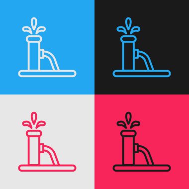 Popüler sanat çizgisi yağ pompası ya da pompa ikonu renk arkaplanında izole. Petrol platformu. Vektör İllüstrasyonu