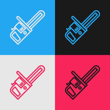 Pop sanat eseri testeresi simgesi renk arkaplanında izole edildi. Vektör İllüstrasyonu