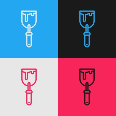 Popüler sanat çizgisi macun bıçağı ikonu renk arkaplanında izole edilmiş. Spatula tamir aleti. Yağma ya da boya aletleri. Vektör İllüstrasyonu