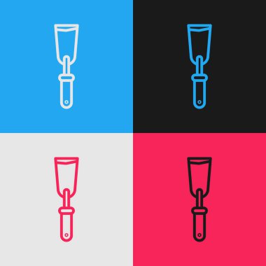 Popüler sanat çizgisi macun bıçağı ikonu renk arkaplanında izole edilmiş. Spatula tamir aleti. Yağma ya da boya aletleri. Vektör İllüstrasyonu