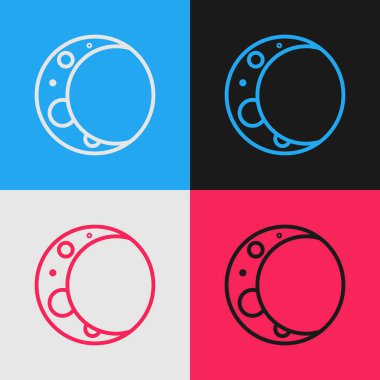 Pop Art Line Moon simgesi renk arkaplanında izole edildi. Vektör İllüstrasyonu