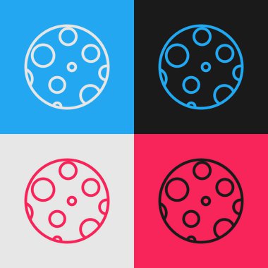 Pop Art Line Moon simgesi renk arkaplanında izole edildi. Vektör İllüstrasyonu