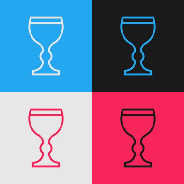 Pop sanat eseri şarap kadehi ikonu renk arkaplanında izole edilmiş. Şarap kadehi ikonu. Kadeh işareti. Cam levhası. Mutlu Paskalyalar. Vektör İllüstrasyonu