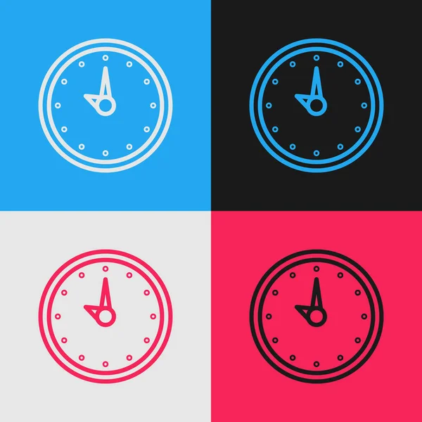 Pop Art Ligne Horloge Icône Isolée Sur Fond Couleur Symbole — Image vectorielle