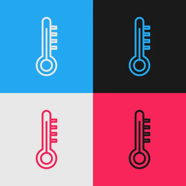 Linia Pop Art Termometr Meteorologiczny Ikona Pomiarowa Izolowana Tle Koloru — Wektor stockowy