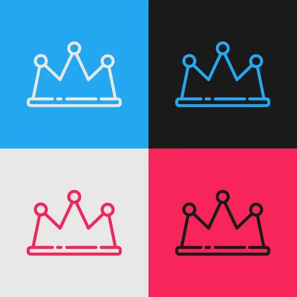 Pop Art Line Crown Simgesi Renk Arkaplanında Izole Edildi Vektör — Stok Vektör