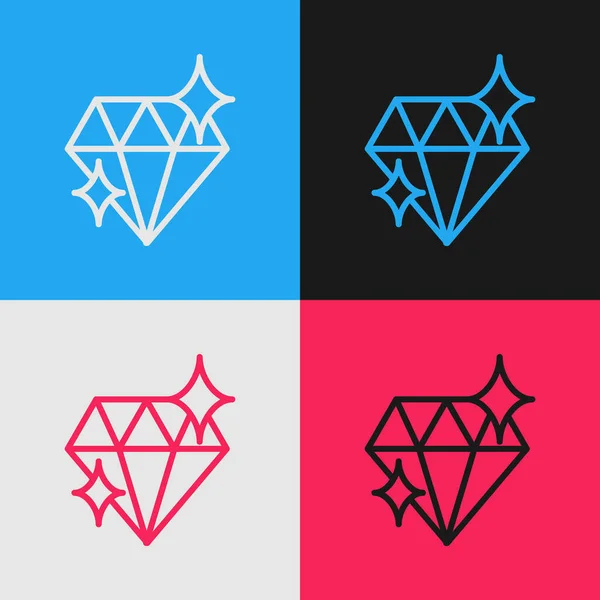 Pop Konst Linje Diamond Ikonen Isolerad Färg Bakgrund Smyckessymbol Gem — Stock vektor