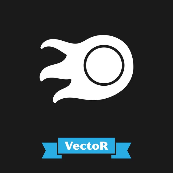 White Fireball Icon Isolated Black Background Vector Illustration — Stock Vector