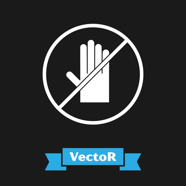 Weiß Kein Handschlag Symbol Isoliert Auf Schwarzem Hintergrund Kein Handschlag — Stockvektor