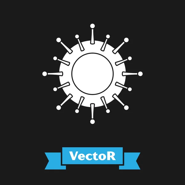 Icono Del Virus Blanco Aislado Sobre Fondo Negro Virus Corona — Vector de stock