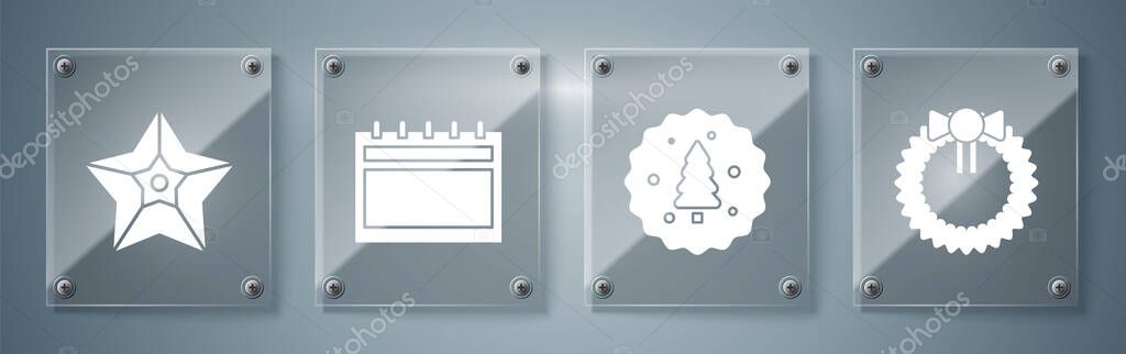 Set Christmas Wreath Cookie Biscuit Chocolate Calendar Christmas Star Square Royalty Free Stock Vectors