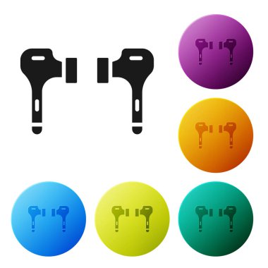 Siyah Hava Kulaklık simgesi beyaz arkaplanda izole edildi. Kulaklıklar için kablosuz cihaz. Elektronik cihazlar. Simgeleri renk daire düğmelerine ayarla. Vektör İllüstrasyonu