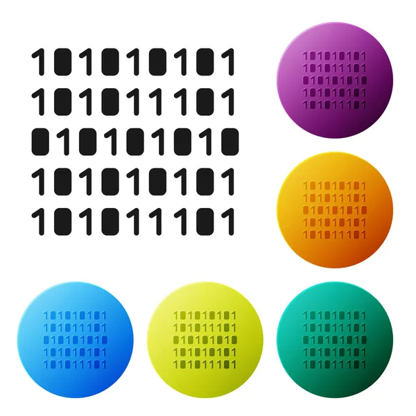 Icône de code binaire noir isolé sur fond blanc. Définir des icônes dans les boutons de cercle de couleur. Illustration vectorielle — Image vectorielle