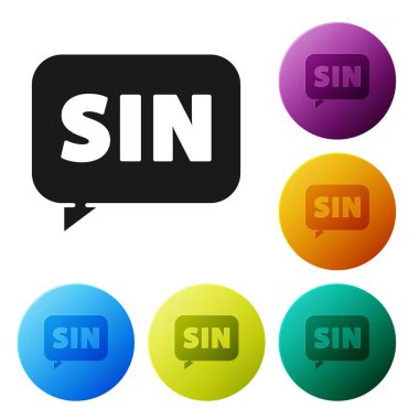 Siyah Matematik fonksiyonu sinüs simgesi beyaz arkaplanda izole edilmiştir. Simgeleri renk daire düğmelerine ayarla. Vektör İllüstrasyonu