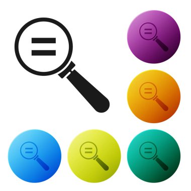 Siyah Hesaplama simgesi beyaz arkaplanda izole edildi. Simgeleri renk daire düğmelerine ayarla. Vektör İllüstrasyonu