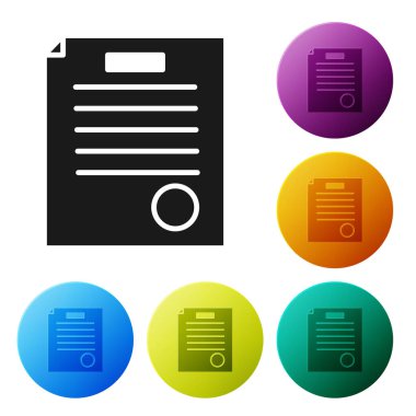 Siyah, tutuklama emri simgesi beyaz arka planda izole edilmiş. Arama emri, polis raporu, mahkeme celbi. Adalet kavramı. Simgeleri renk daire düğmelerine ayarla. Vektör İllüstrasyonu