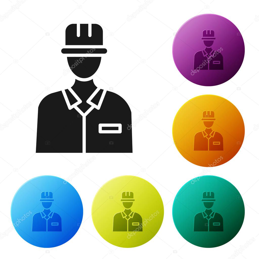Black Oilman icon isolated on white background. Set icons in color circle buttons. Vector Illustration