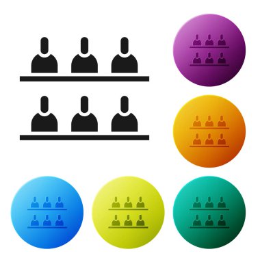 Siyah Jüri simgesi beyaz arkaplanda izole edildi. Simgeleri renk daire düğmelerine ayarla. Vektör İllüstrasyonu