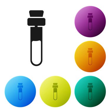 Beyaz arka planda izole edilmiş aşk ikonu ikonu olan siyah şişe. Sevgililer Günü sembolü. Simgeleri renk daire düğmelerine ayarla. Vektör İllüstrasyonu