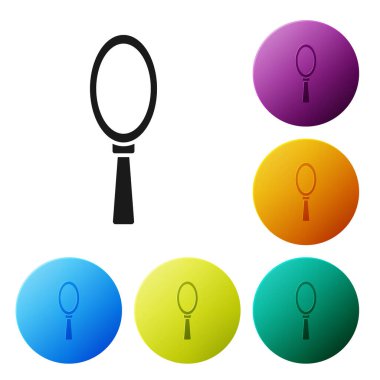 Beyaz arka planda izole edilmiş Kara Büyü el aynası ikonu. Simgeleri renk daire düğmelerine ayarla. Vektör İllüstrasyonu