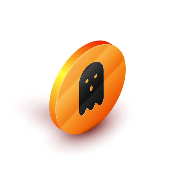 Isométrique icône fantôme isolé sur fond blanc. Bouton rond orange. Illustration vectorielle — Image vectorielle