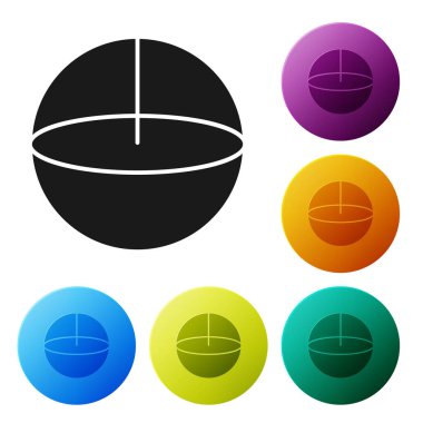 Siyah Geometrik şekil Küre simgesi beyaz arkaplanda izole edildi. Soyut şekil. Geometrik süs. Simgeleri renk daire düğmelerine ayarla. Vektör İllüstrasyonu
