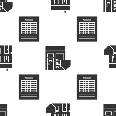 House 'u kalkanla, Alışveriş binasını kalkanla ve dosya dosyasını da kusursuz şablonla ayarla. Vektör