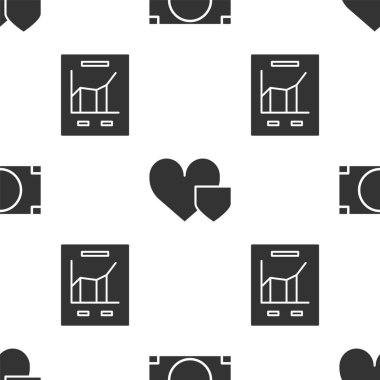 Stacks kağıt para, rozetli kalp ve kusursuz şablon grafikli belge ayarla. Vektör