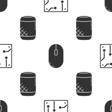 İşlemci, Bilgisayar faresi ve Ses asistanını kusursuz desene ayarla. Vektör