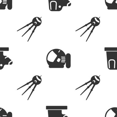 Dog 'u astronot kaskına, astronot kaskına ve uydu uydusuna kusursuz bir şekilde yerleştirin. Vektör