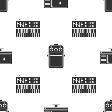 Video kaydedici ya da düzenleyici yazılımı monitöre, Gitar pedalı ve Müzik sentezleyicisini pürüzsüz desene ayarla. Vektör