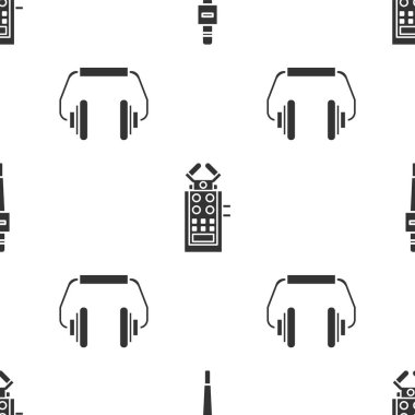 Mikrofon, mikrofon ve kulaklıkları kusursuz şekilde ayarla. Vektör