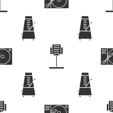 Vinil oynatıcıyı bir vinil disk, Music stand ve Metronome ile ayarlayın. Vektör