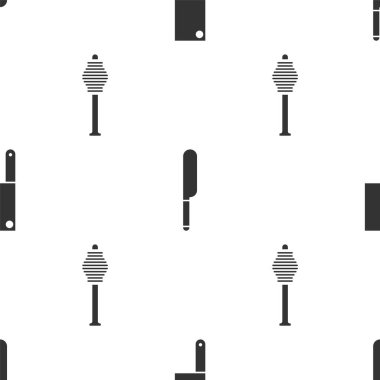 Et doğrayıcı, Bıçak ve Bal Çubuğu 'nu kusursuz desene ayarlayın. Vektör