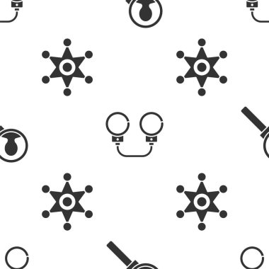 Arama için büyüteç, kelepçe ve Hexagram şerifi ayarlayın. Vektör