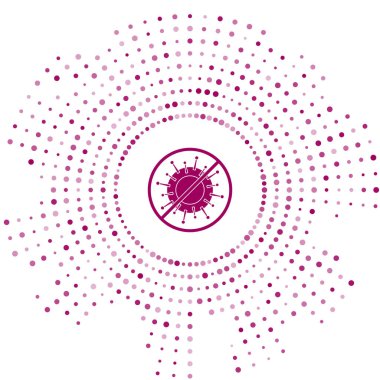 Mor Durak virüs simgesi beyaz arkaplanda izole edildi. Corona virüsü 2019-nCoV. Bakteri ve mikroplar, hücre kanseri, mikrop, mantar. Soyut çember rastgele noktalar. Vektör İllüstrasyonu