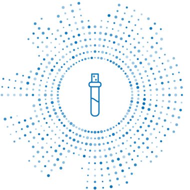 Aşk iksiri ikonu içeren mavi çizgi beyaz arka planda izole edilmiş. Sevgililer Günü sembolü. Soyut çember rastgele noktalar. Vektör İllüstrasyonu