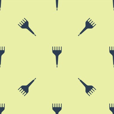 Mavi saç fırçası ikonu sarı arkaplanda izole edilmiş pürüzsüz desen. Taraklı saç işareti. Berber sembolü. Vektör İllüstrasyonu