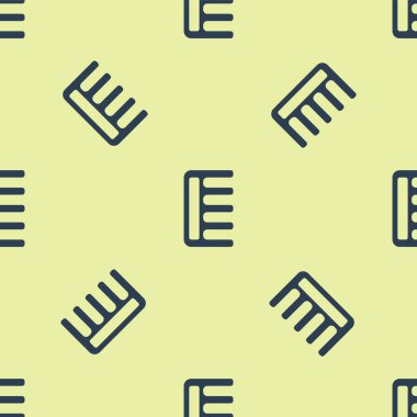 Mavi saç fırçası ikonu sarı arkaplanda izole edilmiş pürüzsüz desen. Taraklı saç işareti. Berber sembolü. Vektör İllüstrasyonu