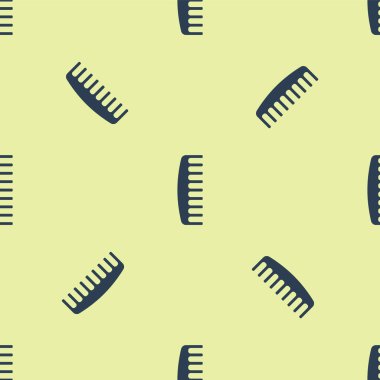 Mavi saç fırçası ikonu sarı arkaplanda izole edilmiş pürüzsüz desen. Taraklı saç işareti. Berber sembolü. Vektör İllüstrasyonu