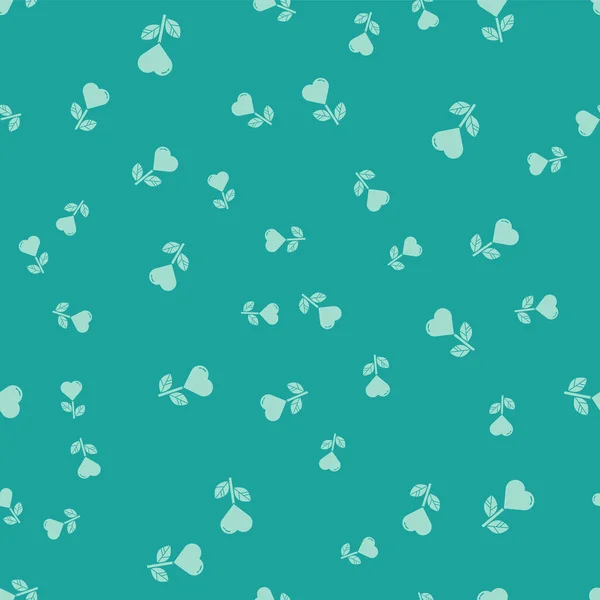 Зеленое Сердце Виде Цветочной Иконки Изолированной Безморщинистым Узором Зеленом Фоне — стоковый вектор