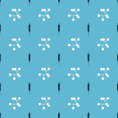 Şırınga ve Molekül 'ü kusursuz desene ayarlayın. Vektör