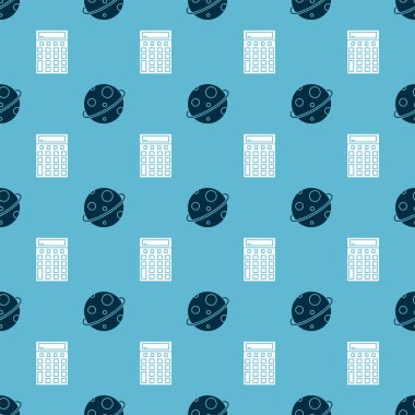 Gezegen ve Hesap Makinesi 'ni kusursuz desene ayarlayın. Vektör