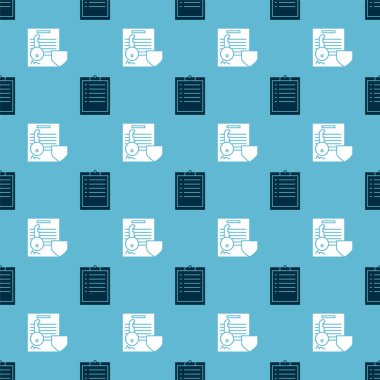 Panoyu kontrol listesiyle, Belgeyi de anahtarla ve kalkanı sorunsuz desenle ayarla. Vektör