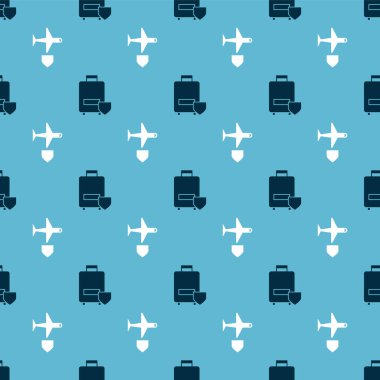 Seyahat sigortalarını ve kalkanları sorunsuz çalışan uçakları ayarlayın. Vektör