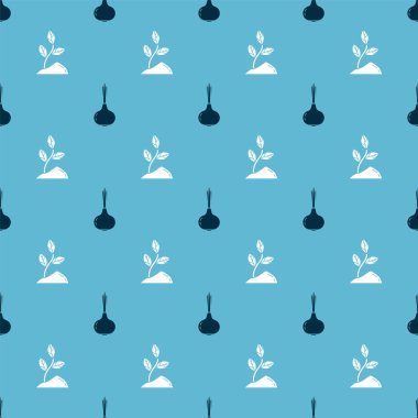 Soğan ve filizleri pürüzsüz desene ayarlayın. Vektör