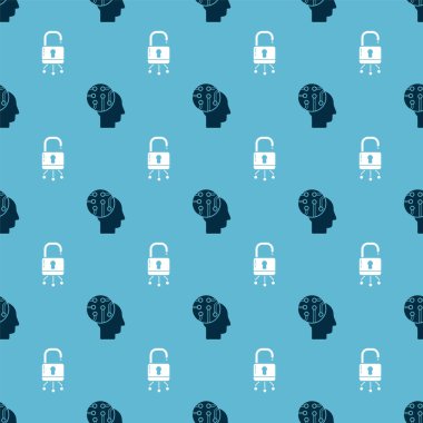 İnsan beynini dijital devre kartı olarak ayarla ve dijital devre kartına kusursuz şablon üzerine kilitle. Vektör