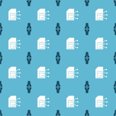 Smartwatch ve Sim kartlarını kusursuz desene ayarlayın. Vektör